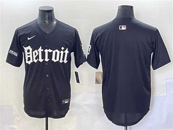 Mens Detroit Tigers Blank Black Motor Gothic Edition Vapor Premier Limited Stitched Jersey